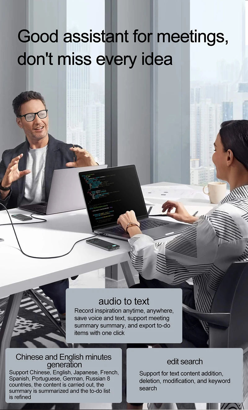 Smart Brille W100 – IP67 Wasserdicht, 164 Sprachen, GPS, Ultraleicht 25g