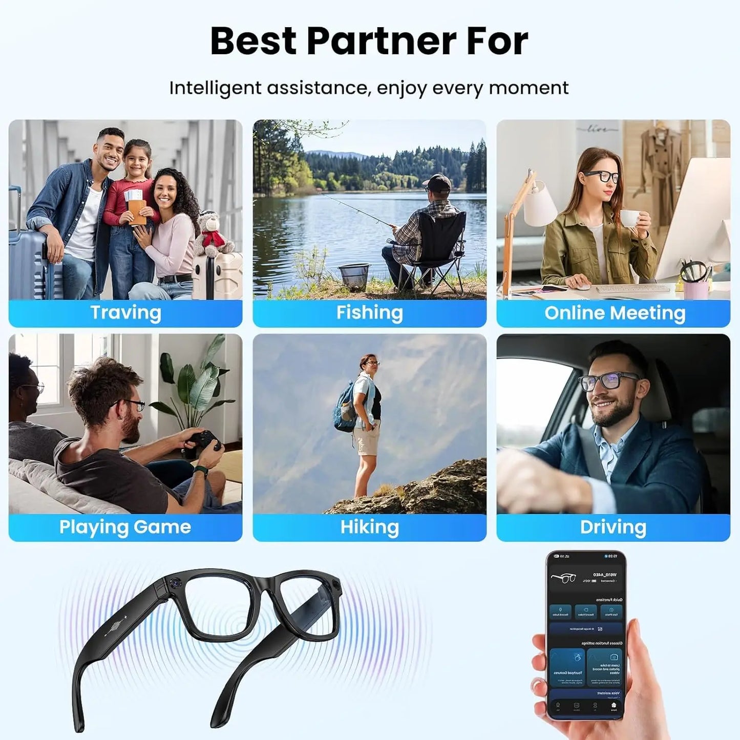 TAVYU KI Smart Brille W610 – Dual-Kamera, ChatGPT & Bluetooth Audio