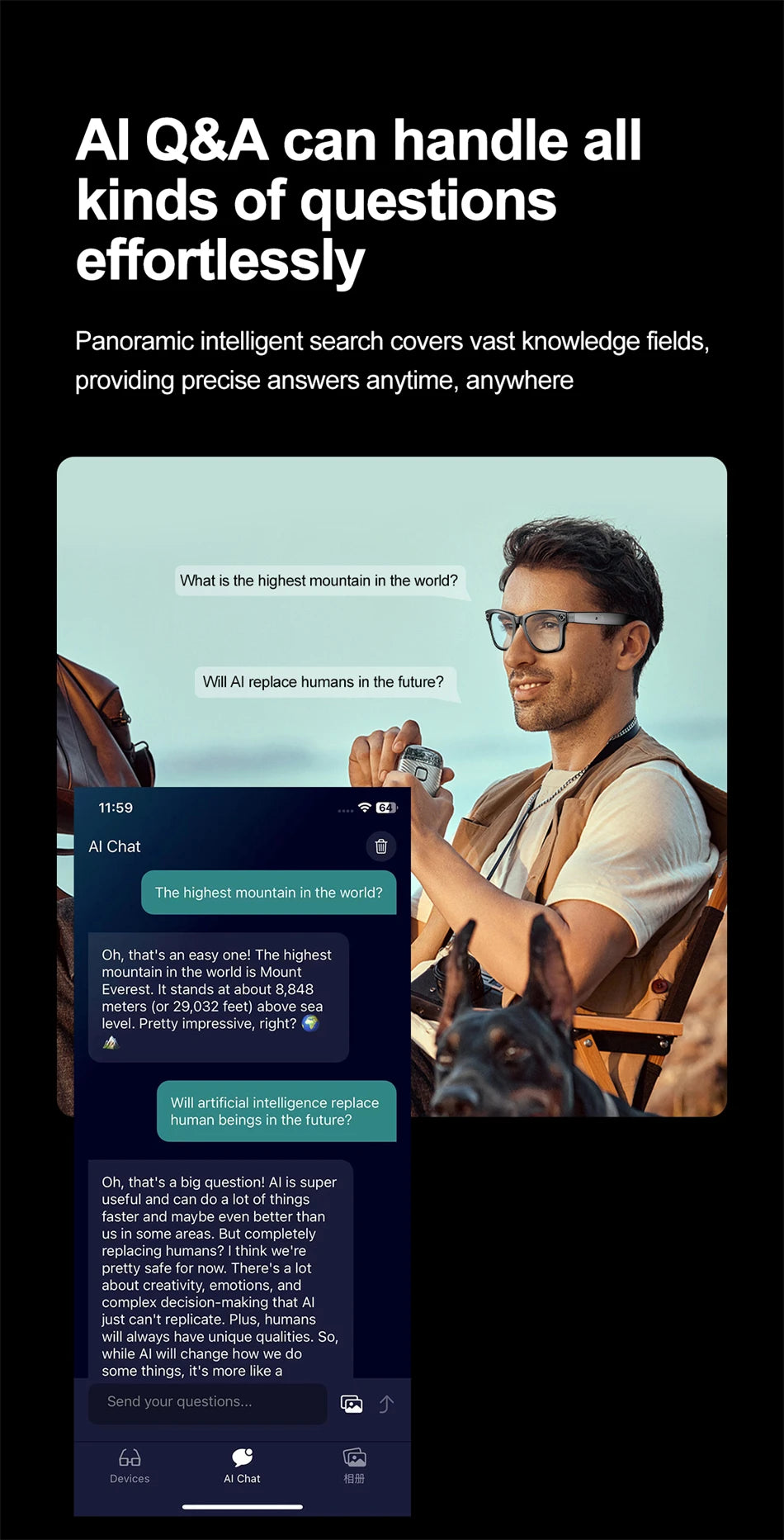 KI Smart Brille 2026 – HD Kamera, Übersetzung & Bluetooth Audio