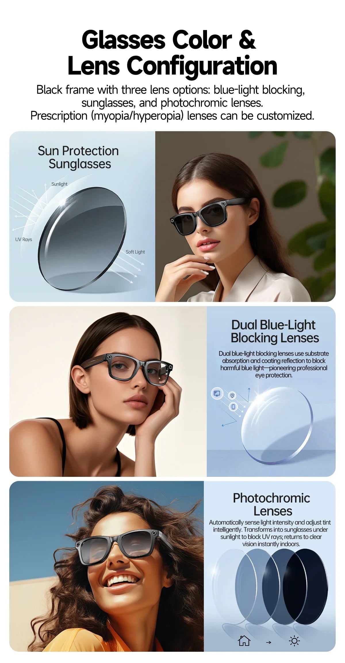 2026 KI Smart-Brille 8MP – 100+ Sprachen Übersetzung, Bluetooth, Musik & Video