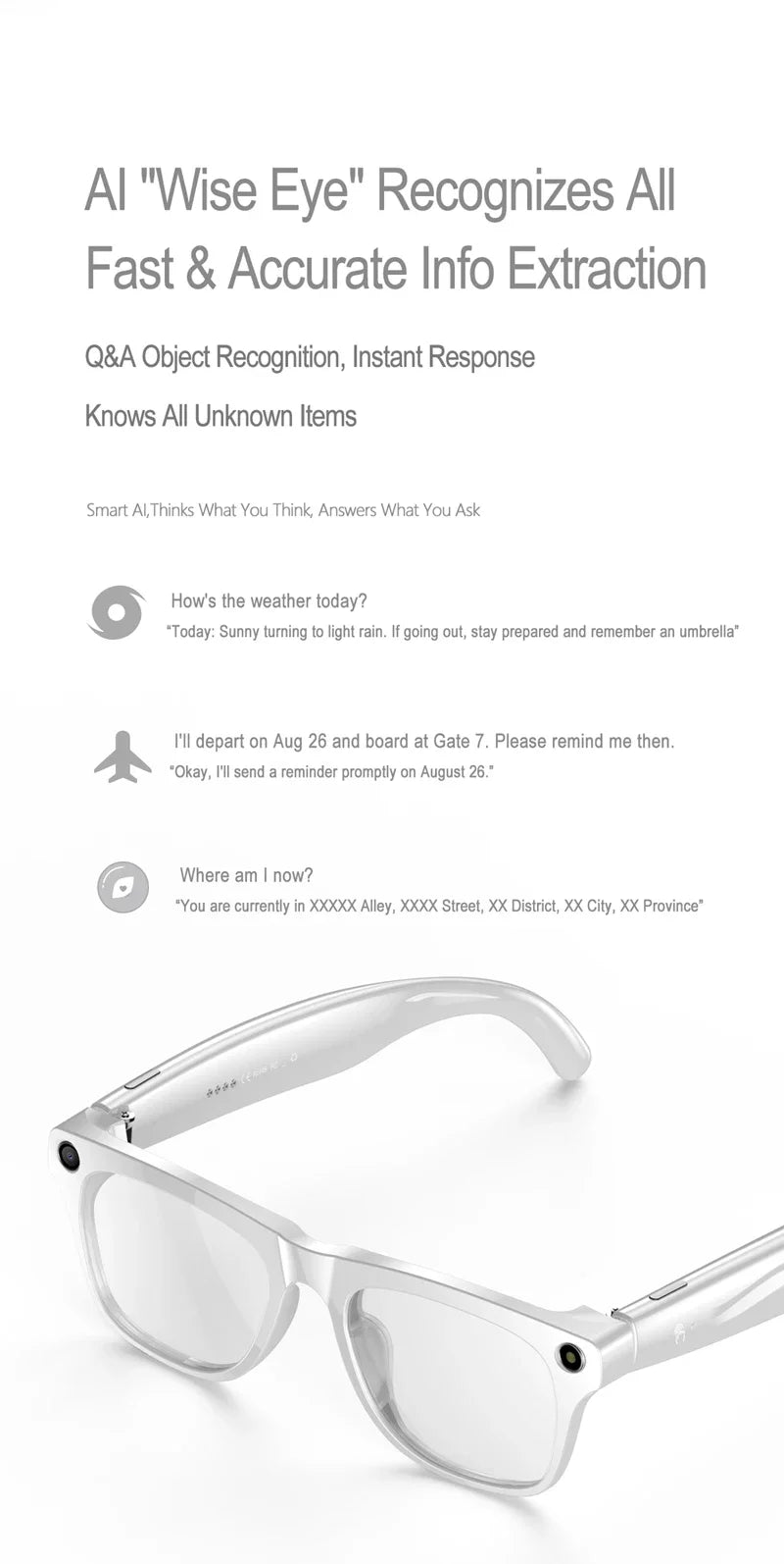 6K AI Kamera Brille – Photochrom, ChatGPT, Übersetzung in 75 Sprachen & Bluetooth
