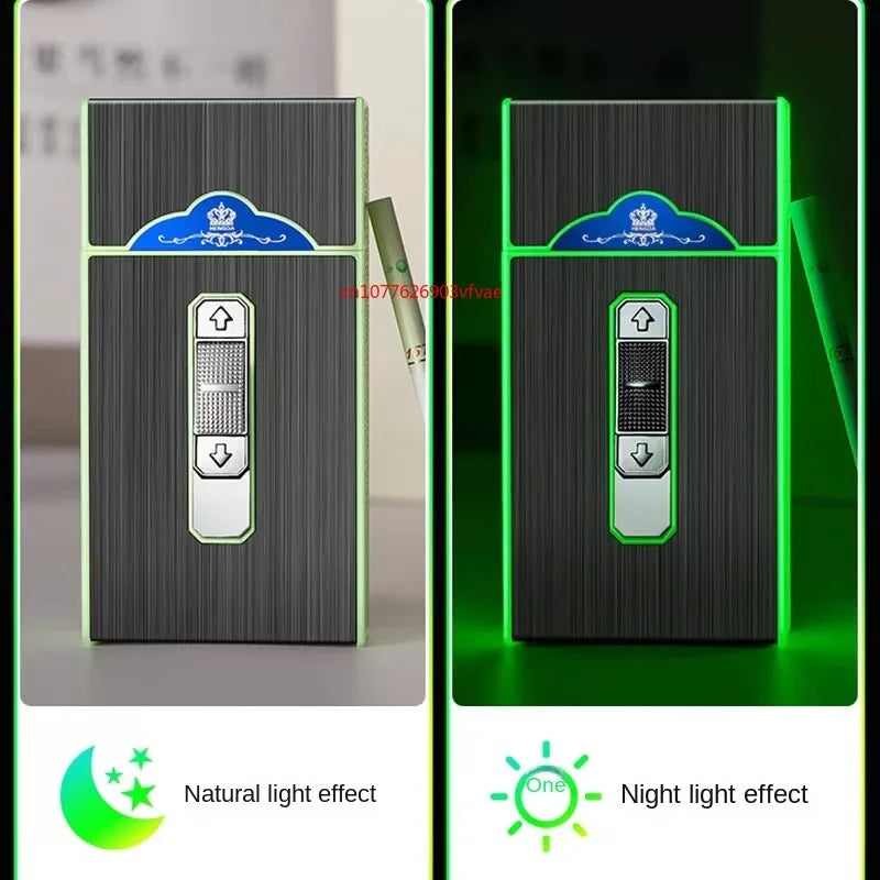 Schmales USB-Zigarettenetui für 20 Zigaretten mit Lichtbogen-Feuerzeug – Produktbild 15
