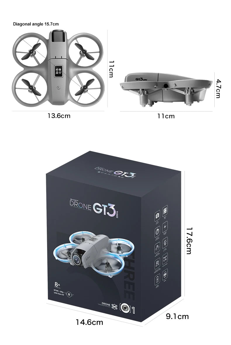 GT3 RC Drohne 8K – 5G HD Luftaufnahmen, Hinderniserkennung, Dual-Kamera & Quadcopter