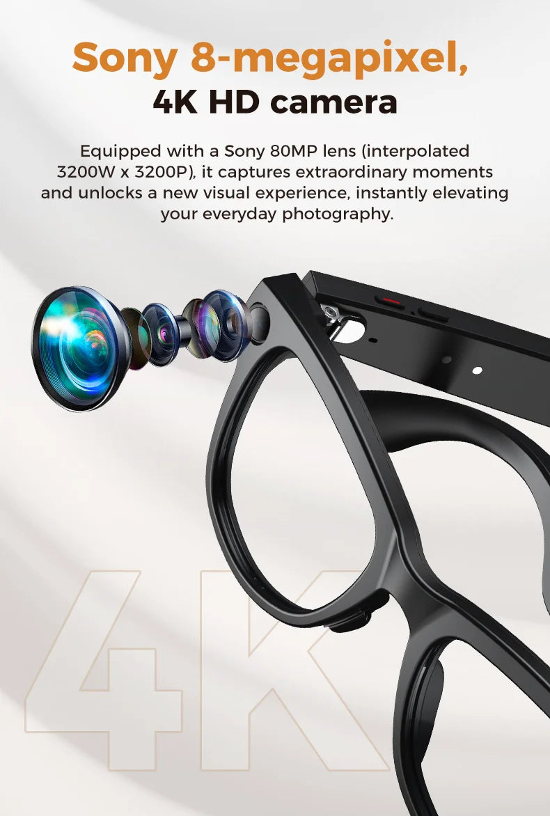 KI Smart Brille 2026 – 4K Kamera, 3600mAh Powerbank, 32GB, ChatGPT & 120+ Sprachen