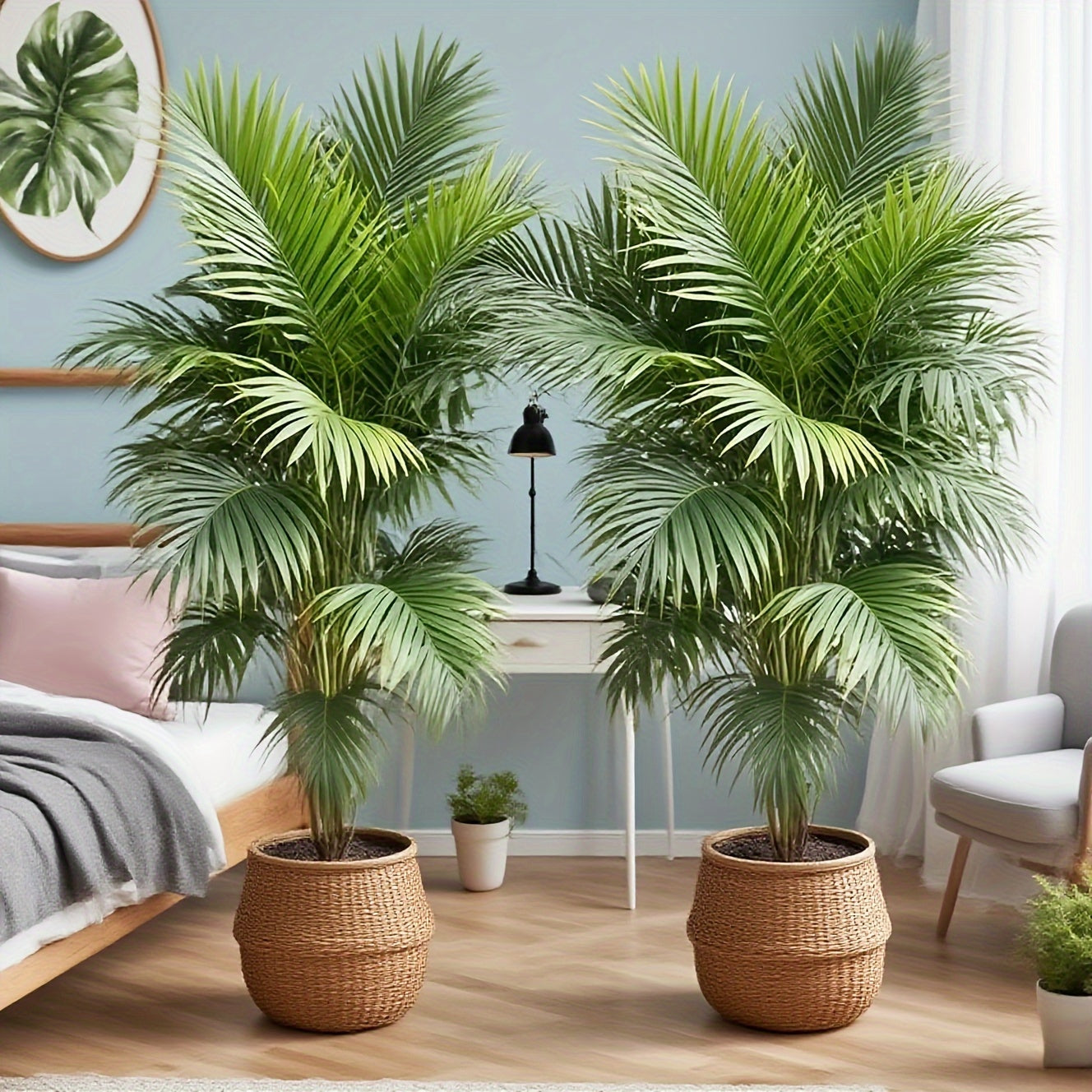 2er Set Große Künstliche Palmen – Stehend, Pflegefrei für Wohnzimmer & Ostern