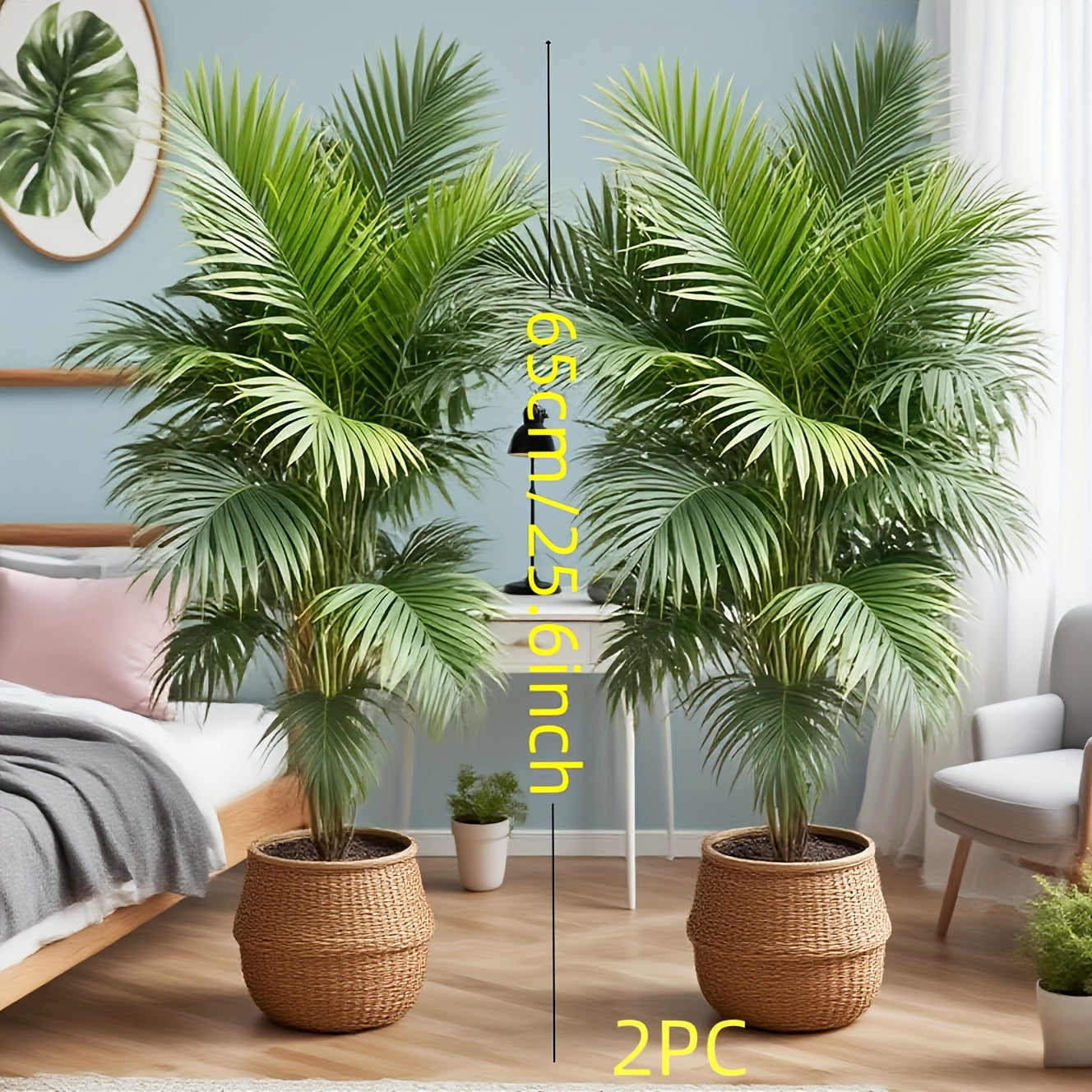 2er Set Große Künstliche Palmen – Stehend, Pflegefrei für Wohnzimmer & Ostern